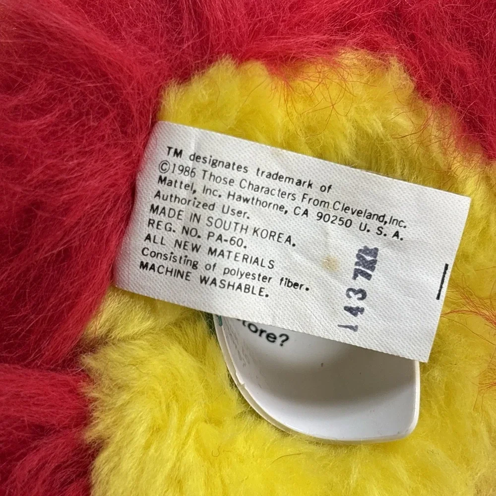 Vintage 1986 Mattel Popples Red Yellow Puffling Plush Stuffed Toy With Tags!
